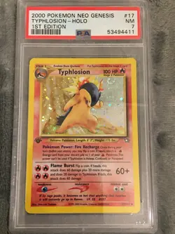 Pokemon Typhlosion 1st Edition 17/111 PSA 7 NM Neo Genesis Holo Rare 2000 - Image 1
