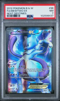 2012 Pokemon Card Black & White Next Destinies Mewtwo EX Full Art 98/99 PSA 7 - Image 1