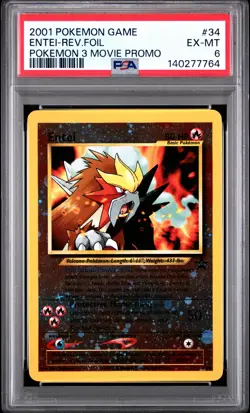 2001 POKEMON GAME MOVIE #34 ENTEI-REV.FOIL PSA 6 - Image 1