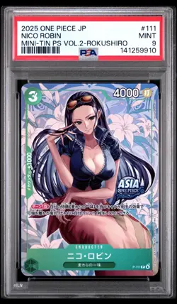 2025 ONE PIECE JPN MINI-TIN PACK SET VOL.2 KOUSHI ROKUSHIRO NICO ROBIN PSA 9 - Image 1