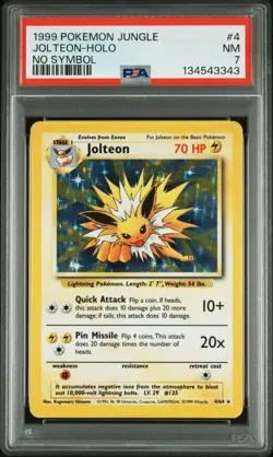 Pokemon TCG Jolteon Jungle 4/64 Holo Unlimited Holo Rare no symbol PSA 7 - Image 1