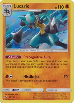 Lucario 67/156 Holo Ultra Prism Pokemon Card NM - Image 1