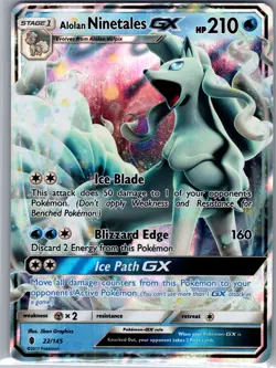 Alolan Ninetales GX 22/145 SM - Guardians Rising - Pokemon Card - NM - Image 1