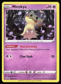 Mimikyu 081/189 COSMOS Holo Rare 2020 Darkness Ablaze Pokemon Lightly Played - Image 1