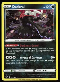 Darkrai 105/189 COSMOS Holo Rare Darkness Ablaze Pokemon LP - Image 1