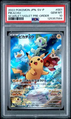 PSA 10 Pikachu 001/SV-P Holo Promo Scarlet & Violet Pre-order Japanese POKEMON - Image 1