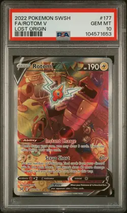2022 POKEMON SWORD & SHIELD LOST ORIGIN #177 FULL ART/ROTOM V PSA 10 - Image 1