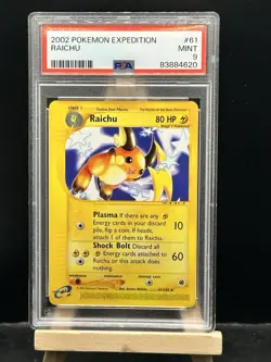 Raichu 61/165 Rare Non Holo 2002 Pokemon Expedition PSA 9 Mint - Image 1