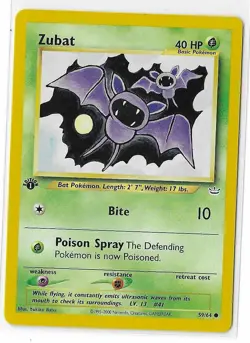 Zubat 59/64 1st Edition Neo Revelation WOTC Vintage Pokemon TCG Card NM - Image 1