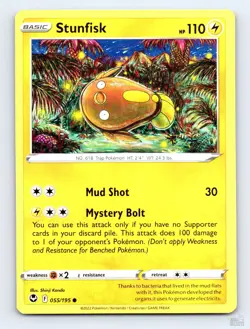 Stunfisk 055/195 Silver Tempest Common Shinji Kanda Pokemon NM - Image 1