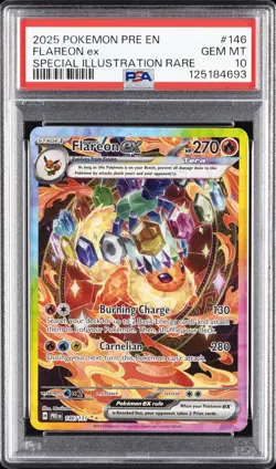 2025 POKEMON PRE EN-PRISMATIC EVOLUTIONS #146 FLAREON EX PSA 10 - Image 1
