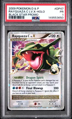 2009 POKEMON DIAMOND & PEARL BLACK STAR PROMO #DP47 RAYQUAZA C LV.X-HOLO PSA 1 - Image 1