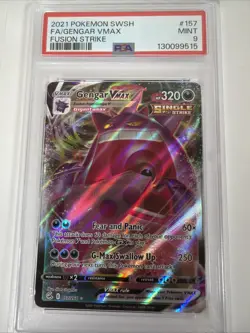 2021 Pokemon SWSH Fusion Strike Vmax Gengar 157/264 PSA 9 Mint - Image 1