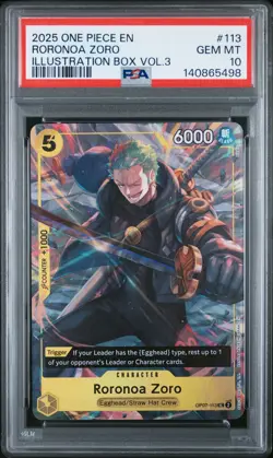 PSA 10 One Piece (4) Luffy Zoro Mihawk Perona Consecutive Illustration Box Vol 3 - Image 5