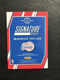 2017 18 Donruss Optic Maurice Taylor Auto #59 Los Angeles Clippers MT - Image 2