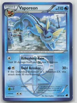 Pokemon Card Vaporeon (Team Plasma) Uncommon Plasma Freeze 20/116 - Image 1