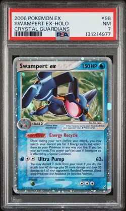 2006 POKEMON EX CRYSTAL GUARDIANS #98 SWAMPERT EX-HOLO PSA 7 - Image 1