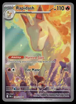 Rapidash 189/182 Illustration Rare Destined Rivals Pokemon Holo Lightly Played - Image 1
