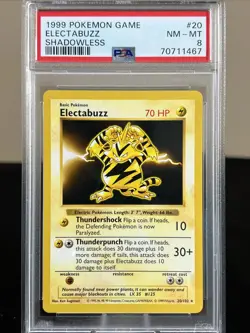 1999 Pokemon Base Set Electabuzz Shadowless #20 PSA 8 - Image 1