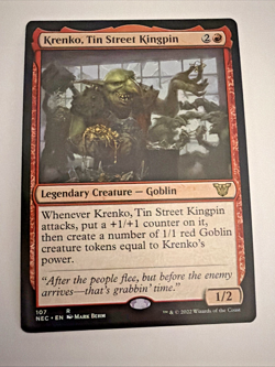 Krenko Tin Street Kingpin 107 NEC MTG Near Mint NM Goblin Commander Token - Image 1