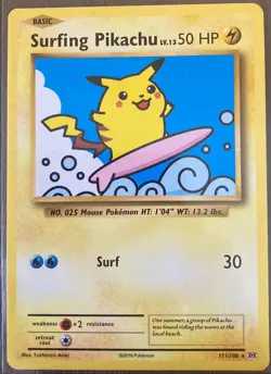 Pokemon Card Surfing Pikachu 111/108 XY Evolutions Non Holo Rare - Image 1