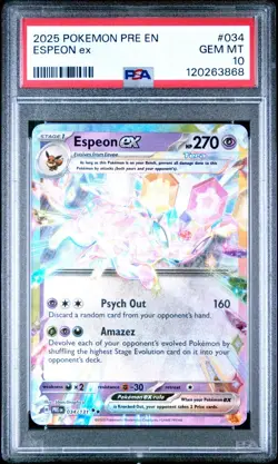 2025 POKEMON PRE EN PRISMATIC EVOLUTIONS #34 ESPEON EX PSA 10 - Image 1