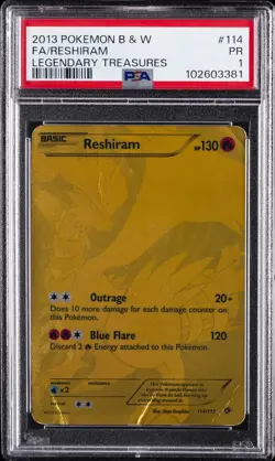 2013 POKEMON B&W LEGEND TREASURES #114 FULL ART/RESHIRAM PSA 1 - Image 1