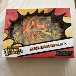 Pokemon TCG Ascended Heroes Mega Emboar EX Box IN HAND - Image 1