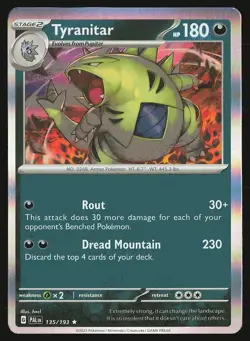 SV02: Paldea Evolved Tyranitar #135/193 Holo Rare Pokemon Card - Image 1