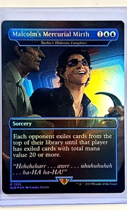 MTG Magic The Gathering Secret Lair Foil Jurassic Park Malcolm's Mercurial Mirth - Image 1