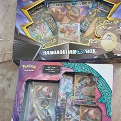 Pokemon Kangaskhan GX Box & Sun & Moon Lycanroc GX Box Sealed Booster Set - Image 1