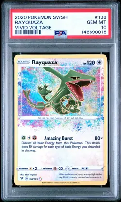 2020 POKEMON SWORD & SHIELD VIVID VOLTAGE #138 RAYQUAZA PSA 10 - Image 1