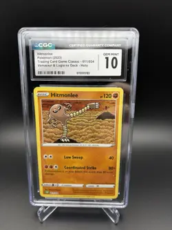 Pokemon CGC 10 Hitmonlee 011/034 Classic Collection Holo Trading Card English - Image 1