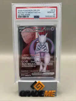 PSA 10 GEM Mint Rocket’s Mewtwo Ex #213 Pokemon Destined Rivals Ultra Rare - Image 1