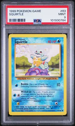 1999 POKEMON GAME BASE SET #63 SQUIRTLE PSA 9 - Image 1
