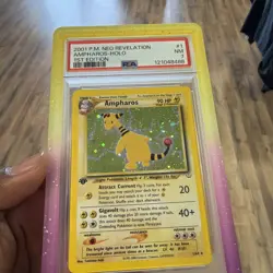 2001 POKEMON NEO REVELATION 1ST EDITION AMPHAROS HOLO RARE NEAR MINT PSA 7 - Image 3