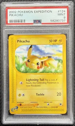 2002 POKEMON EXPEDITION #124 PIKACHU 124/165 PSA 9 Case Wiggle - Image 1