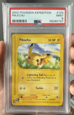 2002 POKEMON EXPEDITION #124 PIKACHU 124/165 PSA 9 Case Wiggle - Image 3