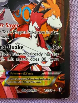 Team Magma’s Groudon EX 15/34 Double Crisis Full Art Pokemon Card MP/HP AUTH - Image 5