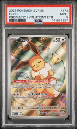 PSA 9 Pokemon Eevee TCG SVP 173 Prismatic Evolutions ETB Promo - Image 1