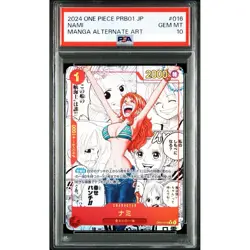 PSA 10 ONE PIECE CARD NAMI OP01-016 R PRB-01 MANGA ALT ART COMIC PARALLEL FAST - Image 1