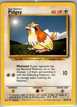 Pidgey 57/102 Non Holo Base Set - Pokemon Card - NM - Image 1