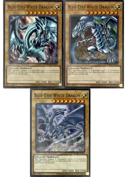 Yugioh - Blue-Eyes White Dragon x 3 - NM - Plus Free Holo Card - Image 1