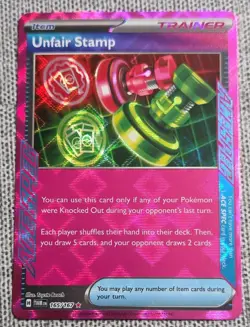 Pokemon Unfair Stamp ACE SPEC Rare Trainer-Item Holo 165/167 Twilight Masquerade - Image 1