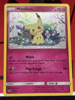 Mimikyu SM163 SWIRL Holo Black Star Promo Sun & Moon Pokemon TCG 2019 LP - Image 3
