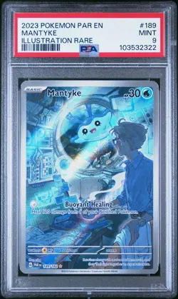 2023 POKEMON PAR EN-PARADOX RIFT ILLUSTRATION RARE #189 MANTYKE PSA 9 - Image 1