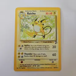 Pokemon TCG: Raichu 16/130 Base Set 2 WoTC Holo Rare LP - Image 1