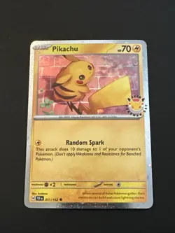 SWIRL 🌀💫 NM Pikachu 051/162 30th Anniversary Stamped Pokemon Card - Image 1