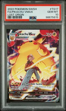 2022 POKEMON SWORD & SHIELD LOST ORIGIN #TG17 FULL ART/PIKACHU VMAX PSA 10 - Image 1