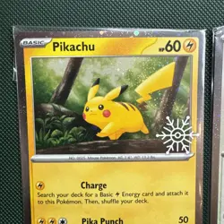 Pokemon 151 Holiday Calendar Pikachu 025/165 & Eevee 133/165 Snowflake Promo - Image 3